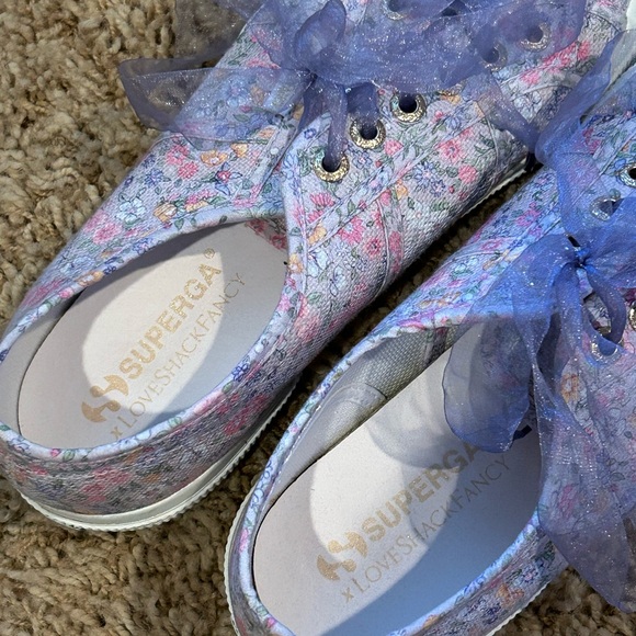 LoveShackFancy x Superga Floral Sneakers with Blue Ribbon - Picture 3 of 6